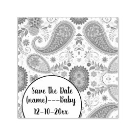 Ljus Boho Paisley vit blommönster Självfärgande Stämpel