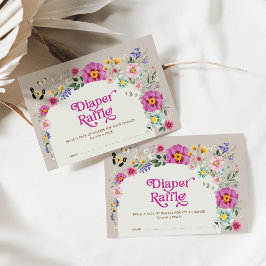 Ljus Boho WildblomBaby Shower Diaper Raffle Tilläggskort