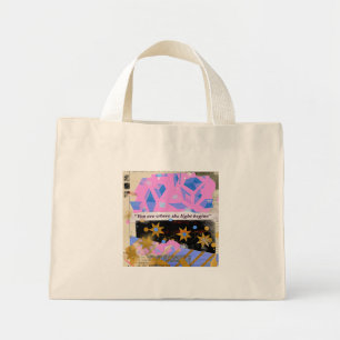 Ljus Börjar Gem Tote – Rosa & Guld Glitter Mini Tygkasse
