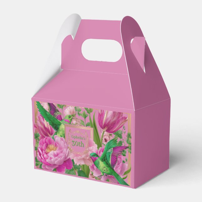 Ljus botanisk rosa och grön  presentaskar (Framsidan Sidan)