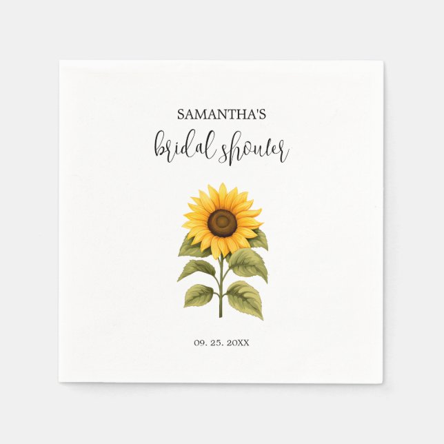 Ljus bröllopsfest för solrosor minimalism pappersservett (Framsidan)