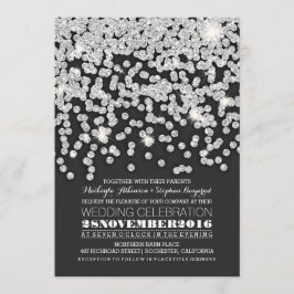 ljus bröllopsinbjudan om silver glitter inbjudningar