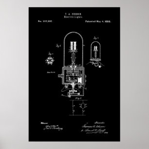 LJUS BULB - EDISON - PATENT 1880 POSTER