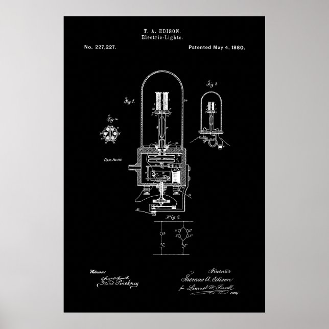 LJUS BULB - EDISON - PATENT 1880 POSTER (Framsidan)