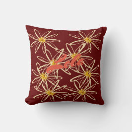 Ljus Burgundy Red Blommigt Pillow Kudde