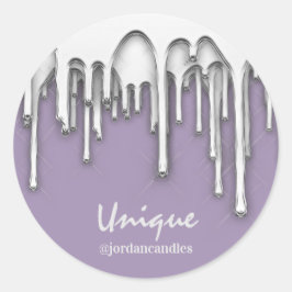 Ljus BusIness Namn Silver Grått Lila Runt Klistermärke