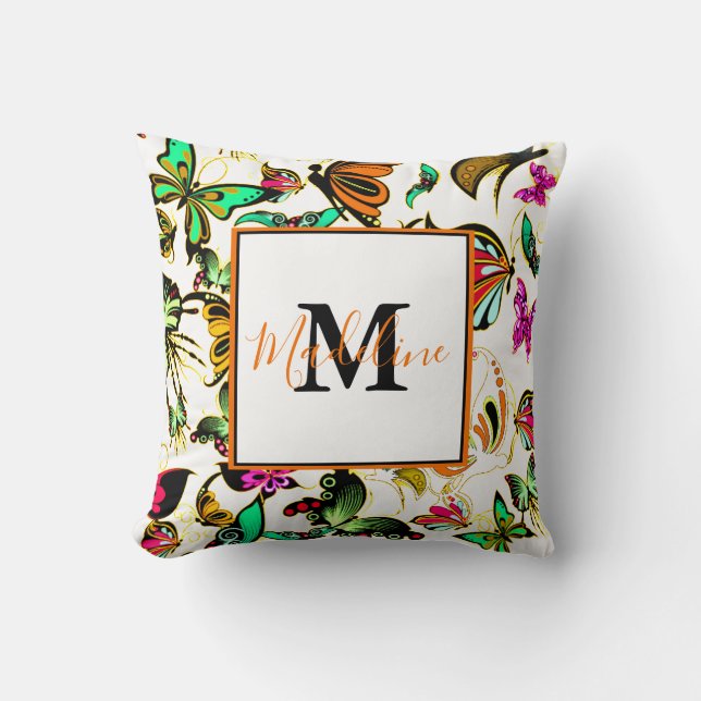 Ljus butterflies personlig Pillow Kudde (Framsida)