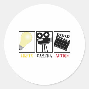 Ljus Camera Action Runt Klistermärke