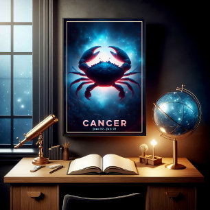 Ljus Cancer Zodiakkräfta Konstverk Poster