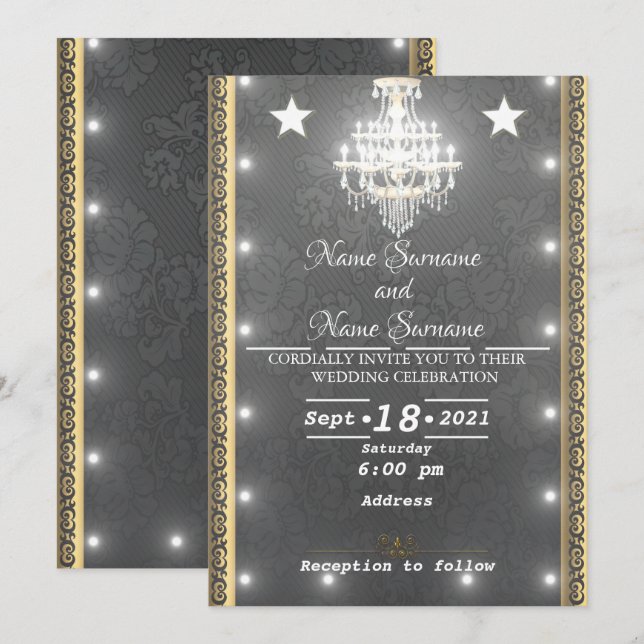 Ljus-chandelier Inbjudningar (Fram/baksida)