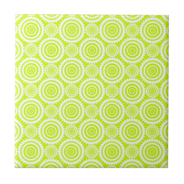 Ljus Chartreuse Dag Glöd Geometriskt Mönster Kakelplatta (Framsidan)