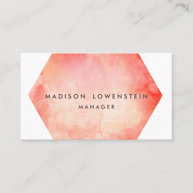 Ljus chic för modern korallvattenfärg visitkort (Framsida)