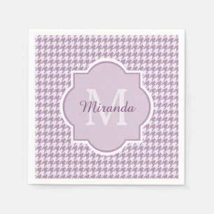 Ljus chic Monogram - purpurfärgade Houndstooth me Pappersservett