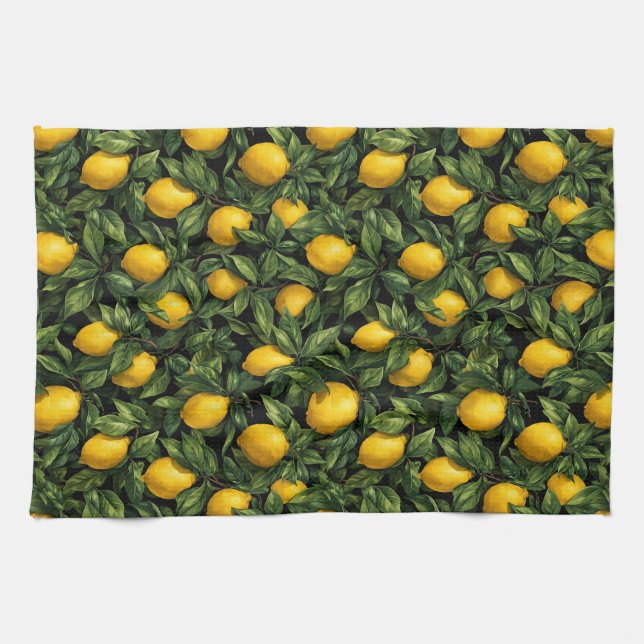 Ljus Citron Citrusträdmönster Kökshandduk (Horisontell)