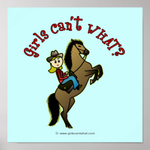 Ljus Cowgirl på häst Poster