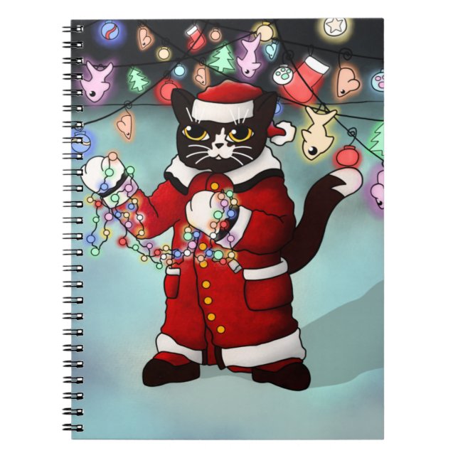Ljus Cute Tuxedo Cat Anteckningsbok (Framsidan)