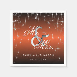 Ljus-design för Metallisk Orange Star Pappersservett