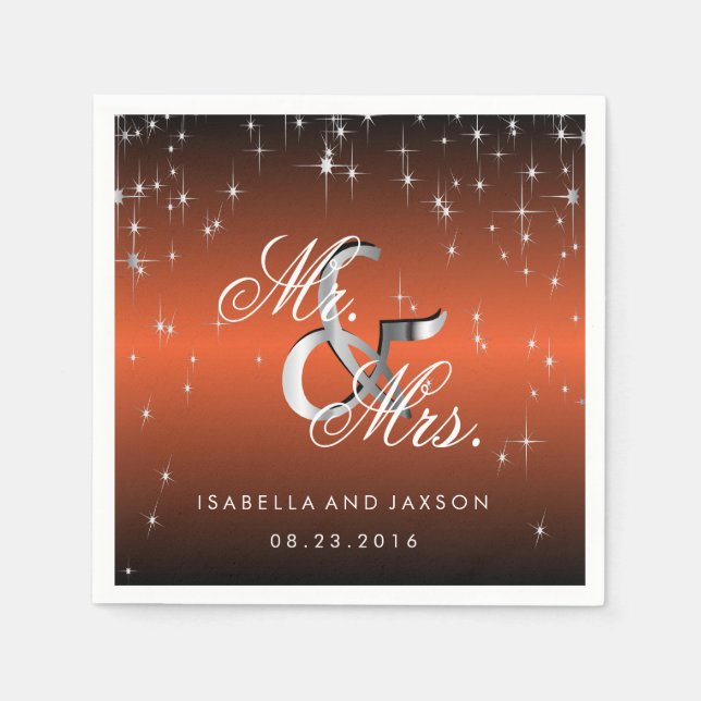 Ljus-design för Metallisk Orange Star Pappersservett (Framsidan)