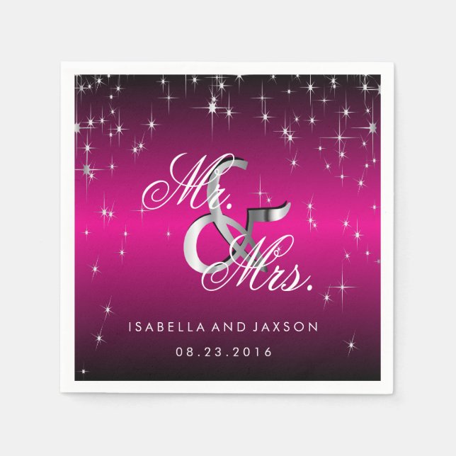 Ljus design för Metallisk Shock rosa Star Pappersservett (Framsidan)