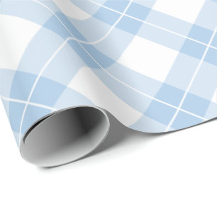 Ljus Diagonal - blått- och vitplädmönster Presentpapper