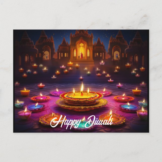Ljus: Diwali Firande Vykort (Framsida)
