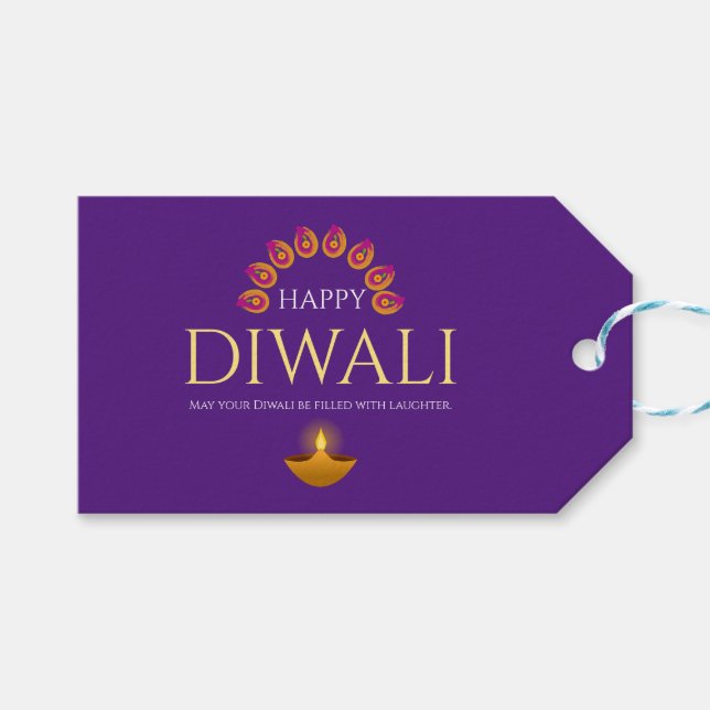 Ljus Diwali Hindu-festivalen Presentetikett (Framsidan (Horisontell))