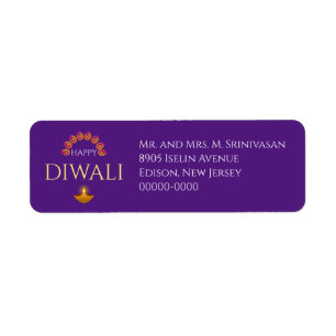 Ljus Diwali Hindu-festivalen Returadress Etikett