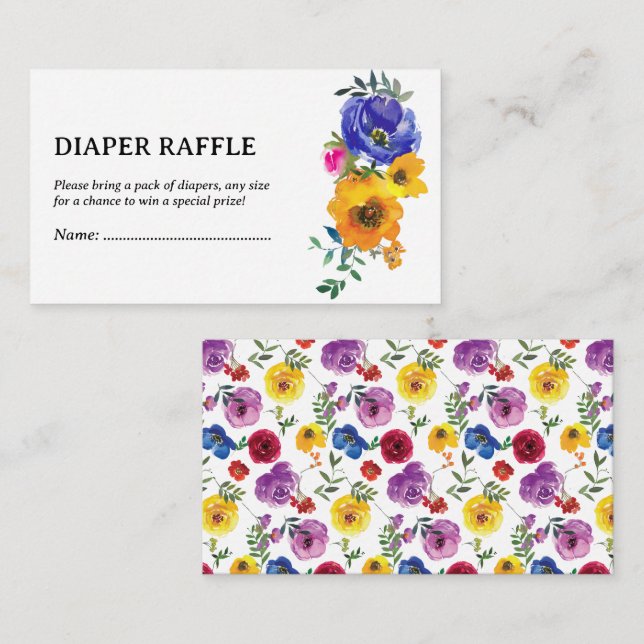 Ljus & djärv blomsterblöja lotteri tilläggskort (Fram/baksida)
