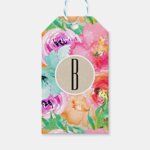 Ljus Djärv Färgrik Blommig Rustik Modern Kraft Presentetikett