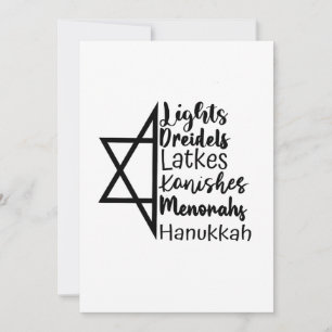 Ljus Dreidel Latke Knish Menorah Hanukkah Inbjudningar