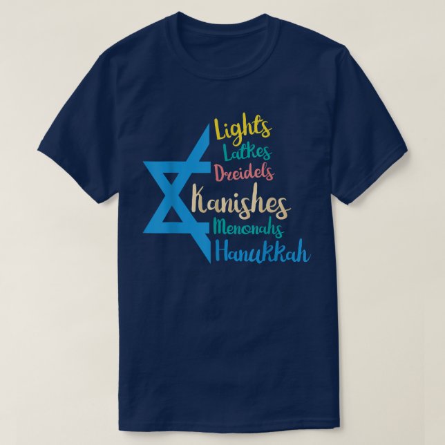 Ljus Dreidels Latkes Hanukkah Chanukah Jewish Me T Shirt (Design framsida)
