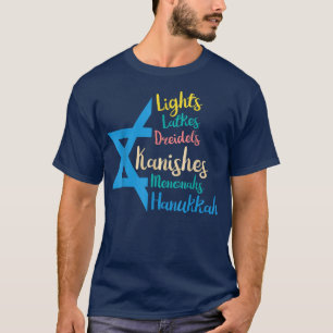 Ljus Dreidels Latkes Hanukkah Chanukah Jewish Me T Shirt
