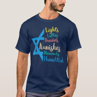 Ljus Dreidels Latkes Hanukkah Chanukah Jewish Me T Shirt