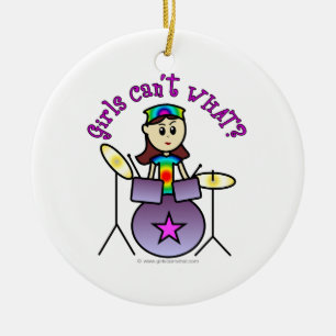 Ljus Drummer Girl Julgransprydnad Keramik