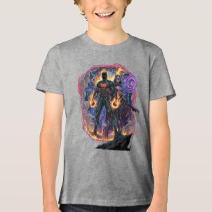 Ljus Dual Power Fantasy Warrior Anime Barn T Shirt