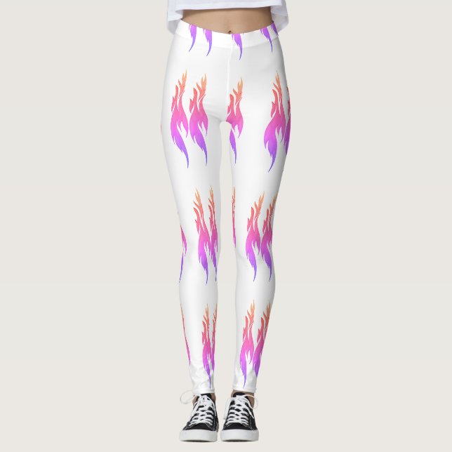 Ljus Eld Flamma Rosa Tryckt Färg Flickor Kvinnor Leggings (Framsida)