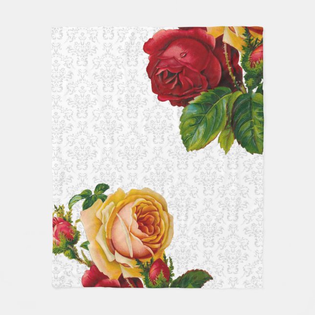 Ljus elegant - grå damastast blommigt fleecefilt (Framsidan)