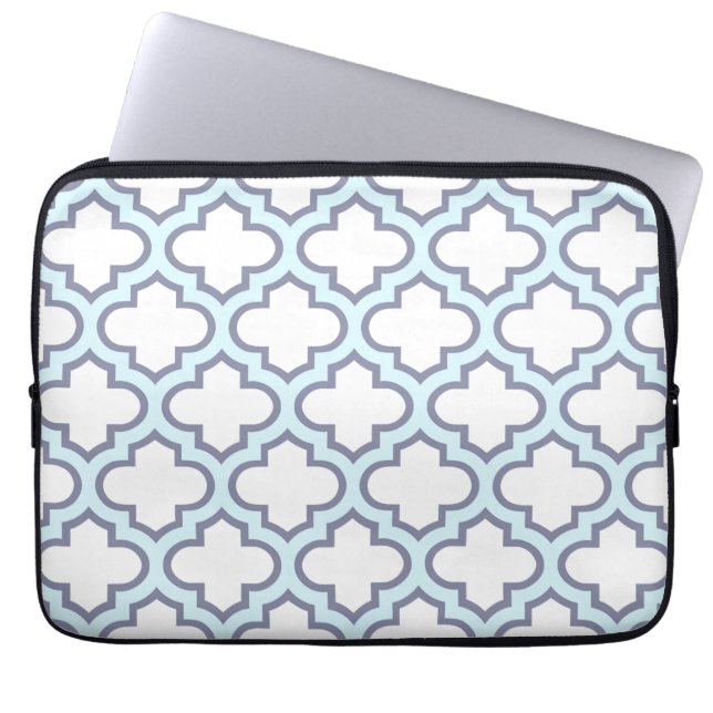 Ljus elegant - marockanskt Quatrefoil för blått Laptop Fodral (Framsidan)