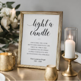 Ljus en ljus-Elegant-begravning Dikt med Namn Poster