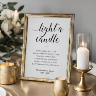 Ljus en ljus-Elegant-begravning Dikt med Namn Poster