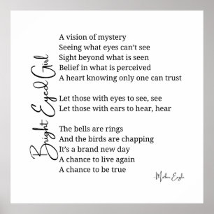 Ljus Eyed Girl Inspirational Dikt Wall Art Decor Poster