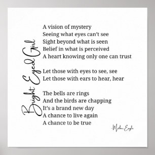 Ljus Eyed Girl Inspirational Dikt Wall Art Decor Poster