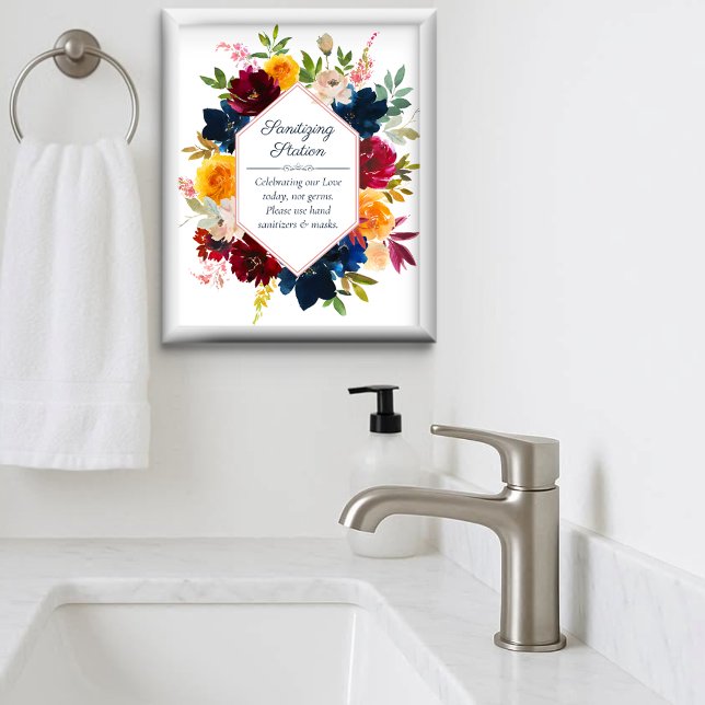 Ljus färg blommig vigsel sanitetsstation poster (Skapare uppladdad)