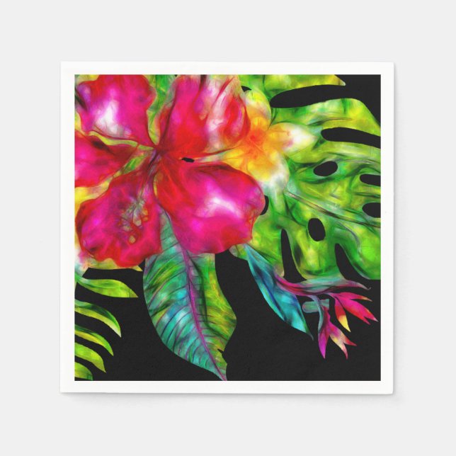 Ljus färg Tropisk Blommig Hibiskusblad Pappersservett (Framsidan)