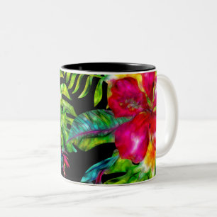 Ljus färg Tropisk blomster Hibiskus blad Två-Tonad Mugg