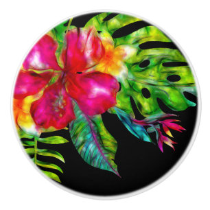 Ljus färg tropiskt blomster hibiskus & blad knopp