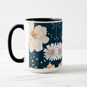 Ljus Färgad Blomma Med Mörk Hav Bakgrund Mugg