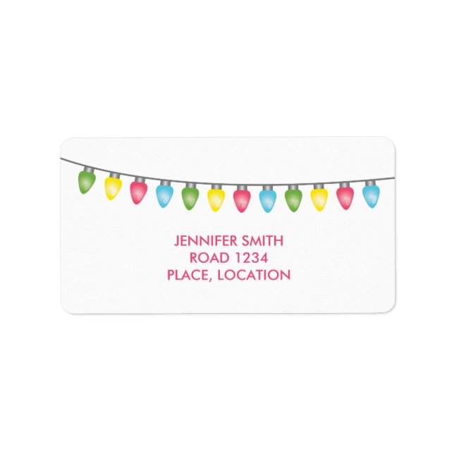 Ljus, färgad jul adressetikett (Framsidan)