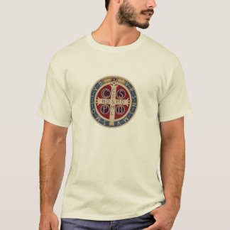 Ljus-Färgad T-tröja med medaljen för St. Benedict Tee Shirt