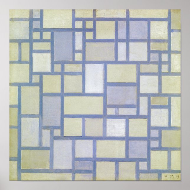Ljus färger grå linjer | Piet Mondrian | Poster (Framsidan)
